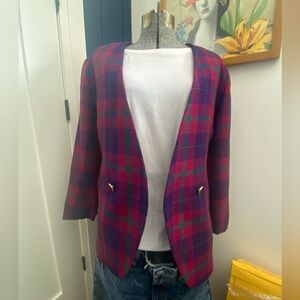 Vintage Jeremy Scott for Braemar 100% wool plaid blazer
